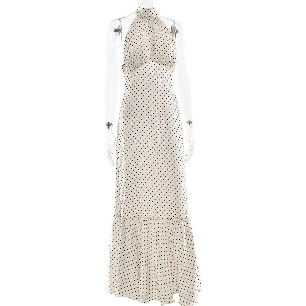 Polka Dot Halter Maxi Dress image 4