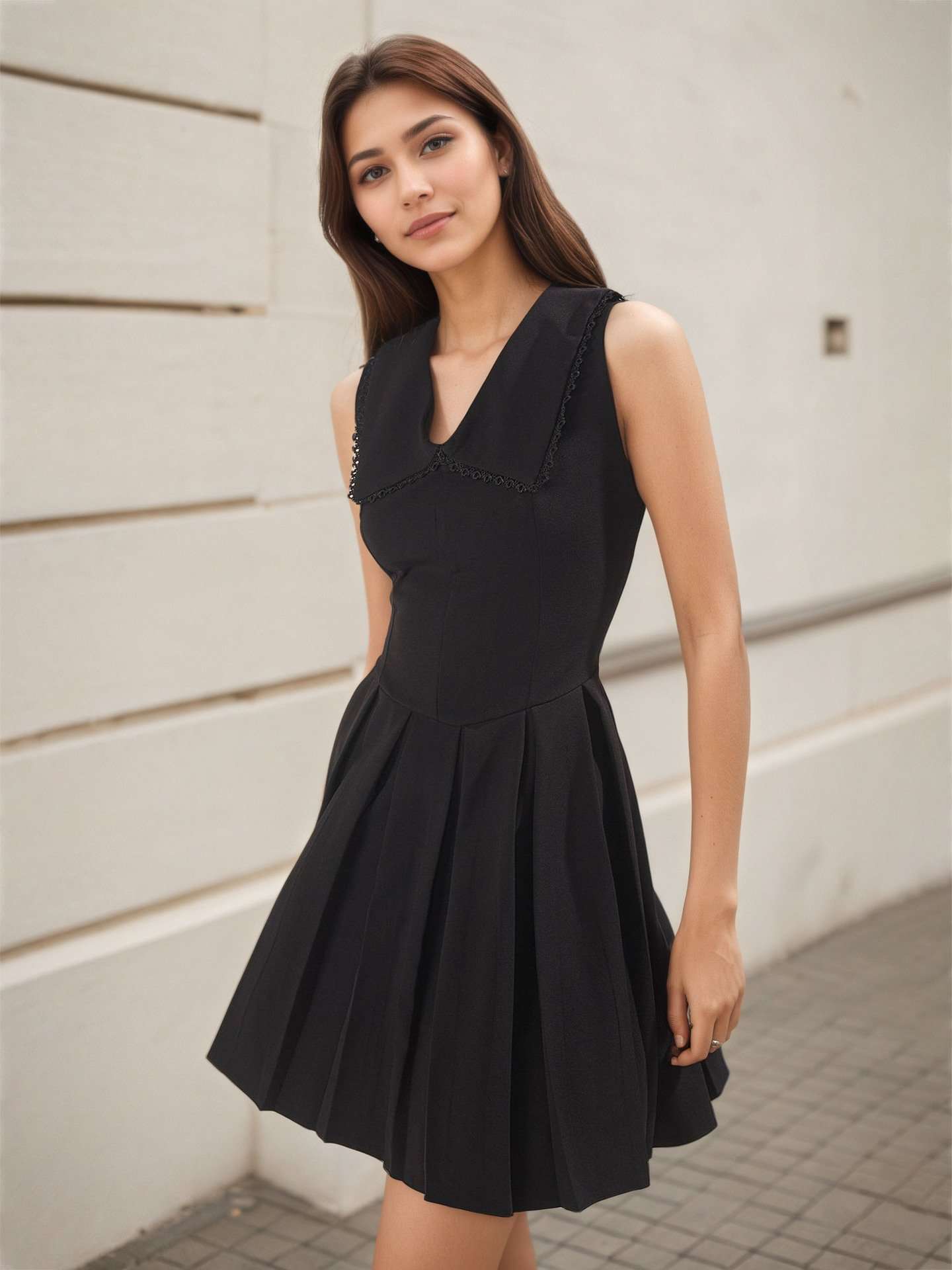 Elegant Pleated Sleeveless Dress image 1
