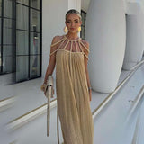 Elegant Rope-Strap Pleated Maxi Dress image 0