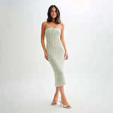 Strapless Crochet Midi Dress - L, Frosty Green image