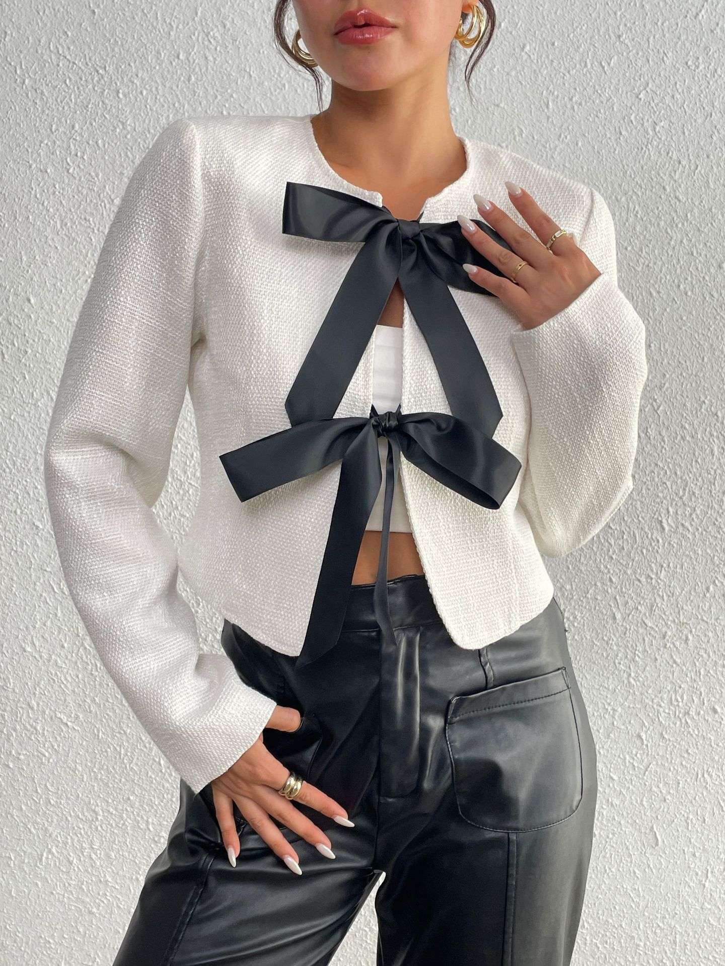 Asymmetric Bow Long Sleeve Jacket image 4