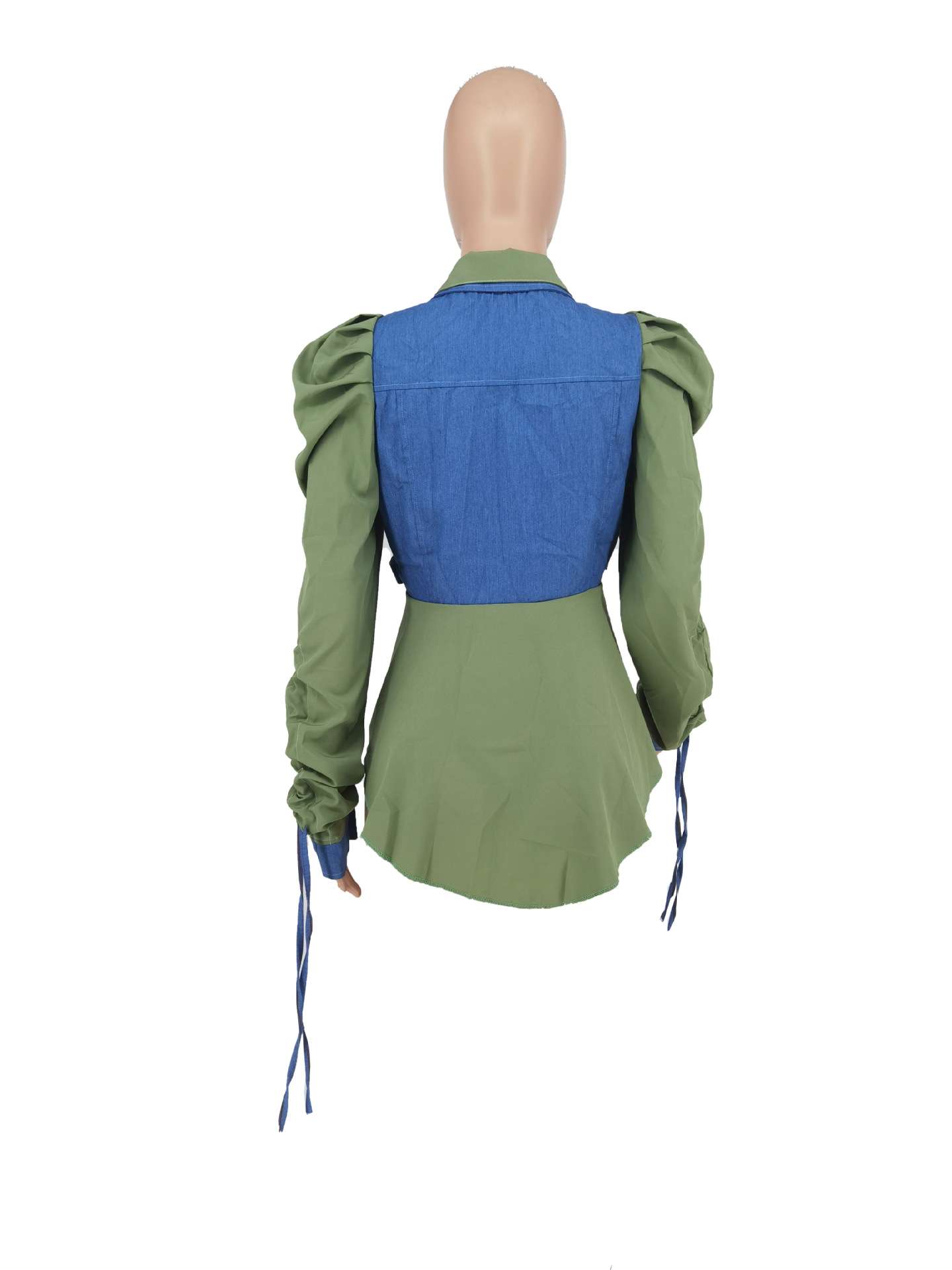 Button Down Patchwork Shirt  Jacket Crop Top image 7