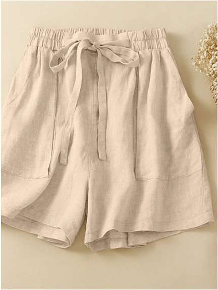 Womens Drawstring Shorts - L, Beige image