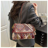 Embroidered Crossbody Bag with Chain Strap image 0