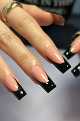Black-Tipped Nude Acrylic Nails image 3