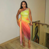 Colorful One-Shoulder Gradient Maxi Dress image 2