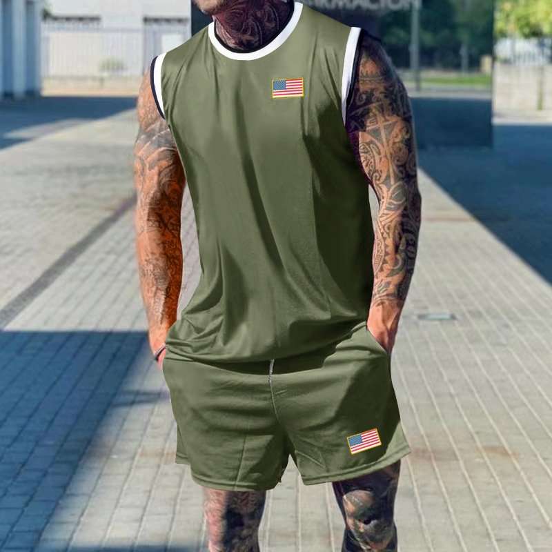 USA Flag Athletic Set - L, Army Green image