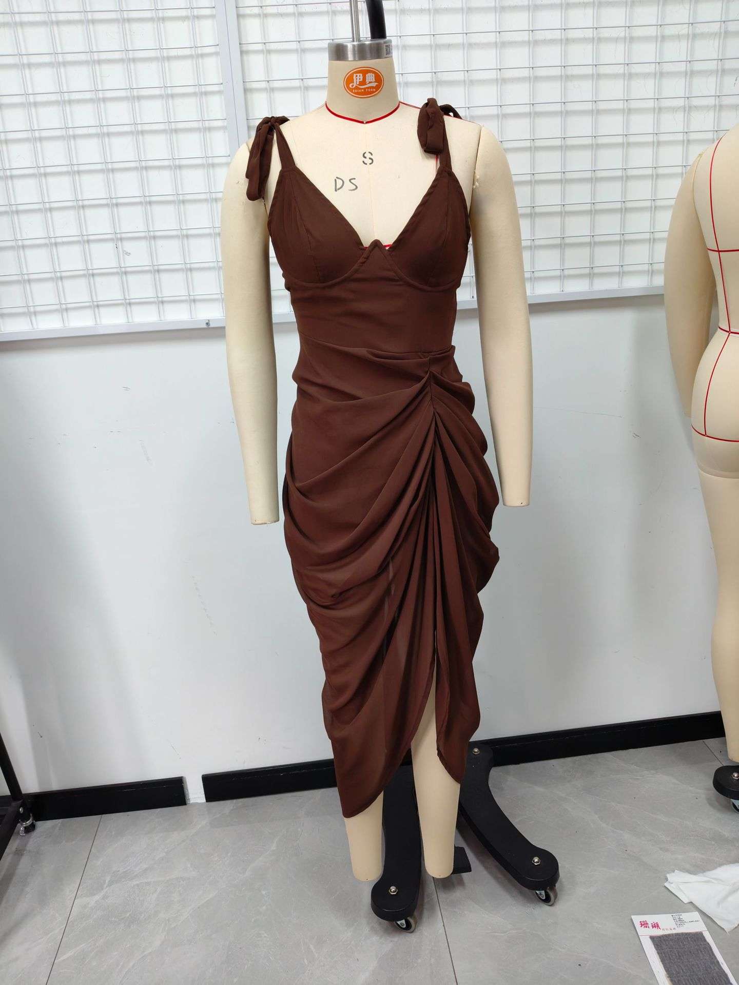 Tie-Strap Draped Midi Dress image 5