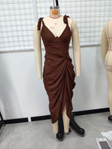 Tie-Strap Draped Midi Dress image 5