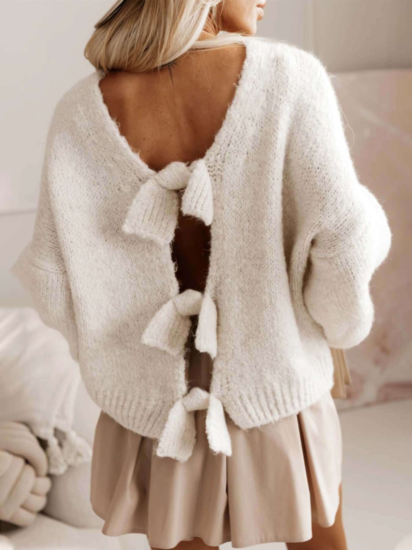 Knit Cardigan with Bow Accents image 2