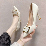 Elegant White Pointed-Toe High Heels image 0