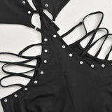 Halter Lace Up Backless Eyelets Flare Pants Romper image 5