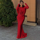 Draped Maxi Dress with Long Sleeves image 2