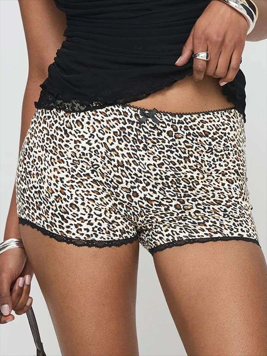 Animal Printed Low-Rise Lounge Shorts image 1