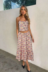 Floral Crop Top & Midi Skirt Set image 0