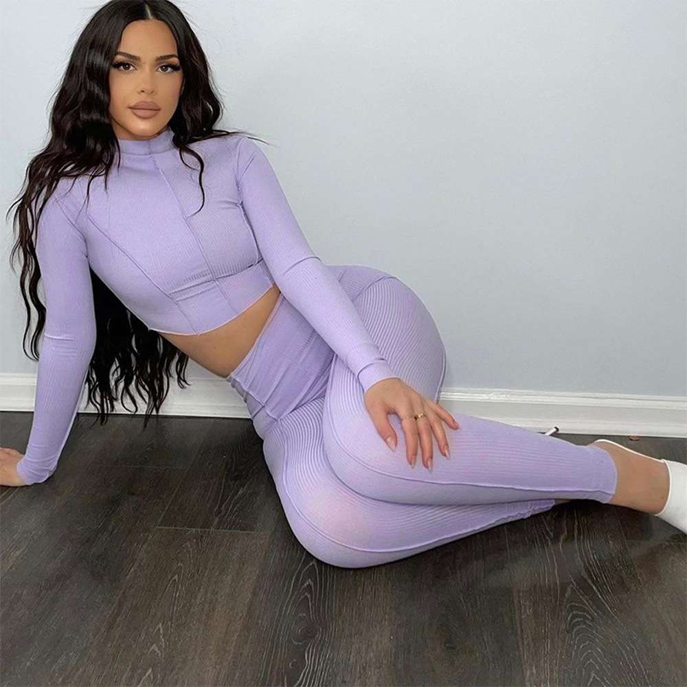 Stylish Two-Piece Athletic Set - S, Purple image