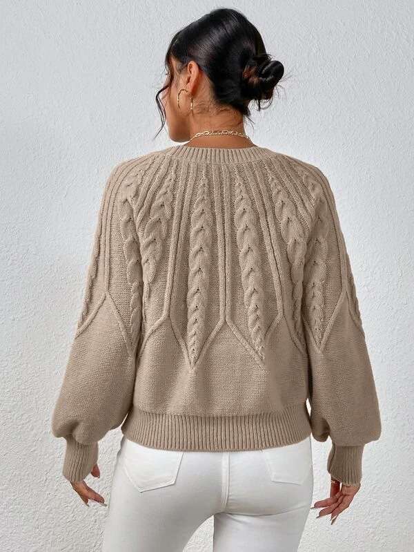 Pullover Sweaters Crewneck Lantern Sleeve Knit Sweater image 4