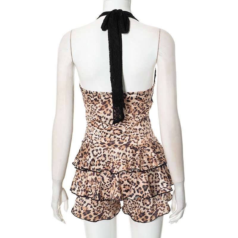 Leopard Print Lace Halter Dress image 4