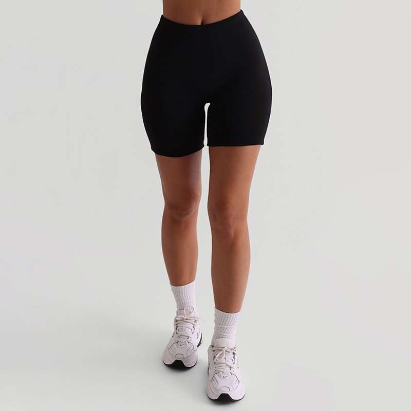 Solid Skinny Stretchy Shorts - L, Black image