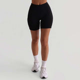 Solid Skinny Stretchy Shorts - L, Black image