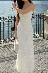Elegant Off-Shoulde Maxi Dress - S, White image