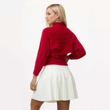 High Neck Cold-Shoulder Sleeves Crop Top image 1