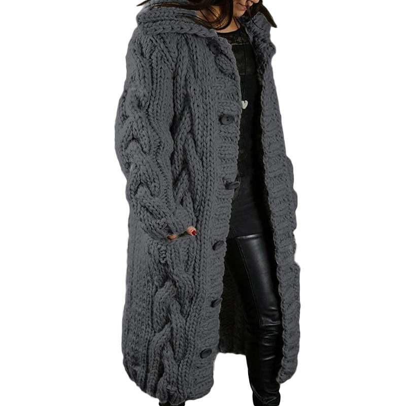 Womens Cardigan Sweater  Long Jacket Outwear - XL, Dark Grey image