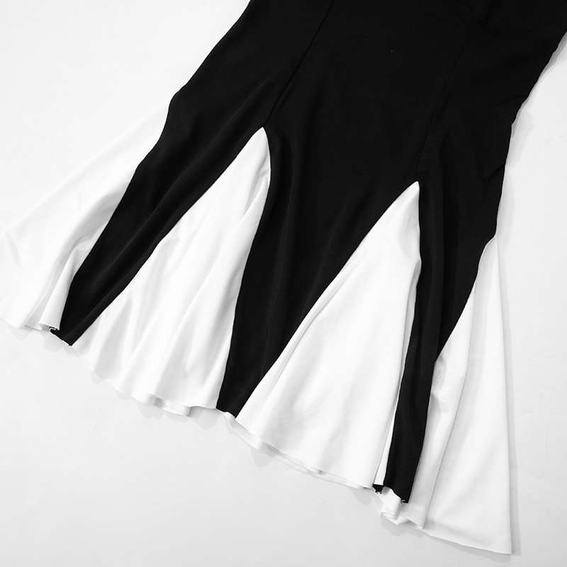 Elegant Black & White Flare Dress image 5