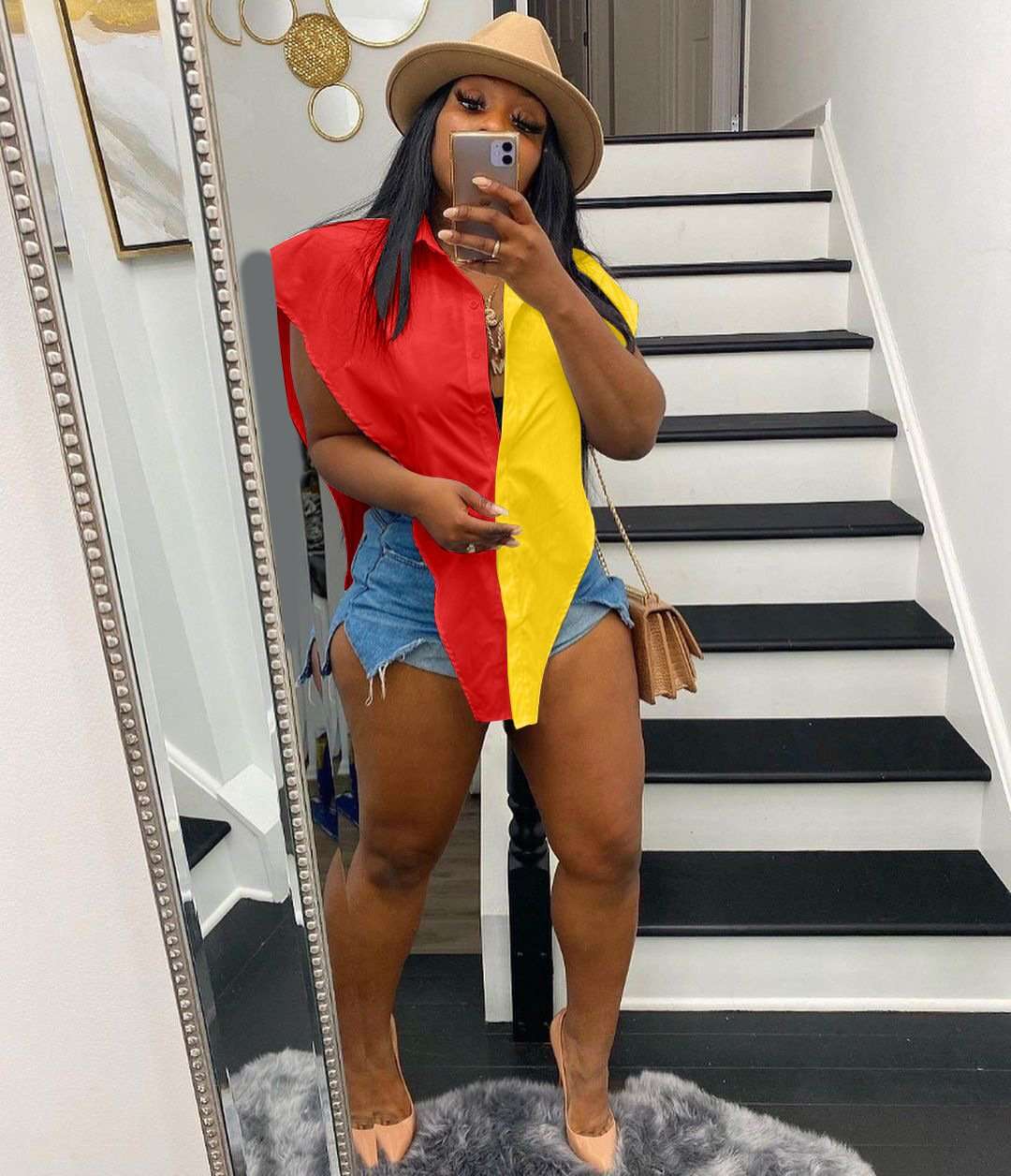 Asymmetrical Two-Tone Button-Up Shirt image 2