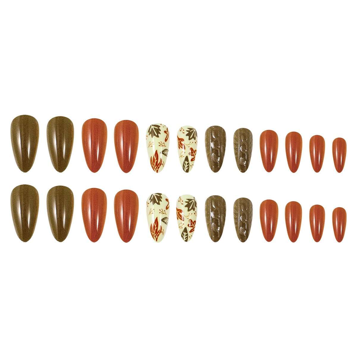 Nail Art Set with Leaf and Textured Designs image 2