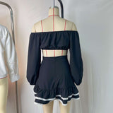 Off-Shoulder Crop Top & Ruffle Skirt Set image 5