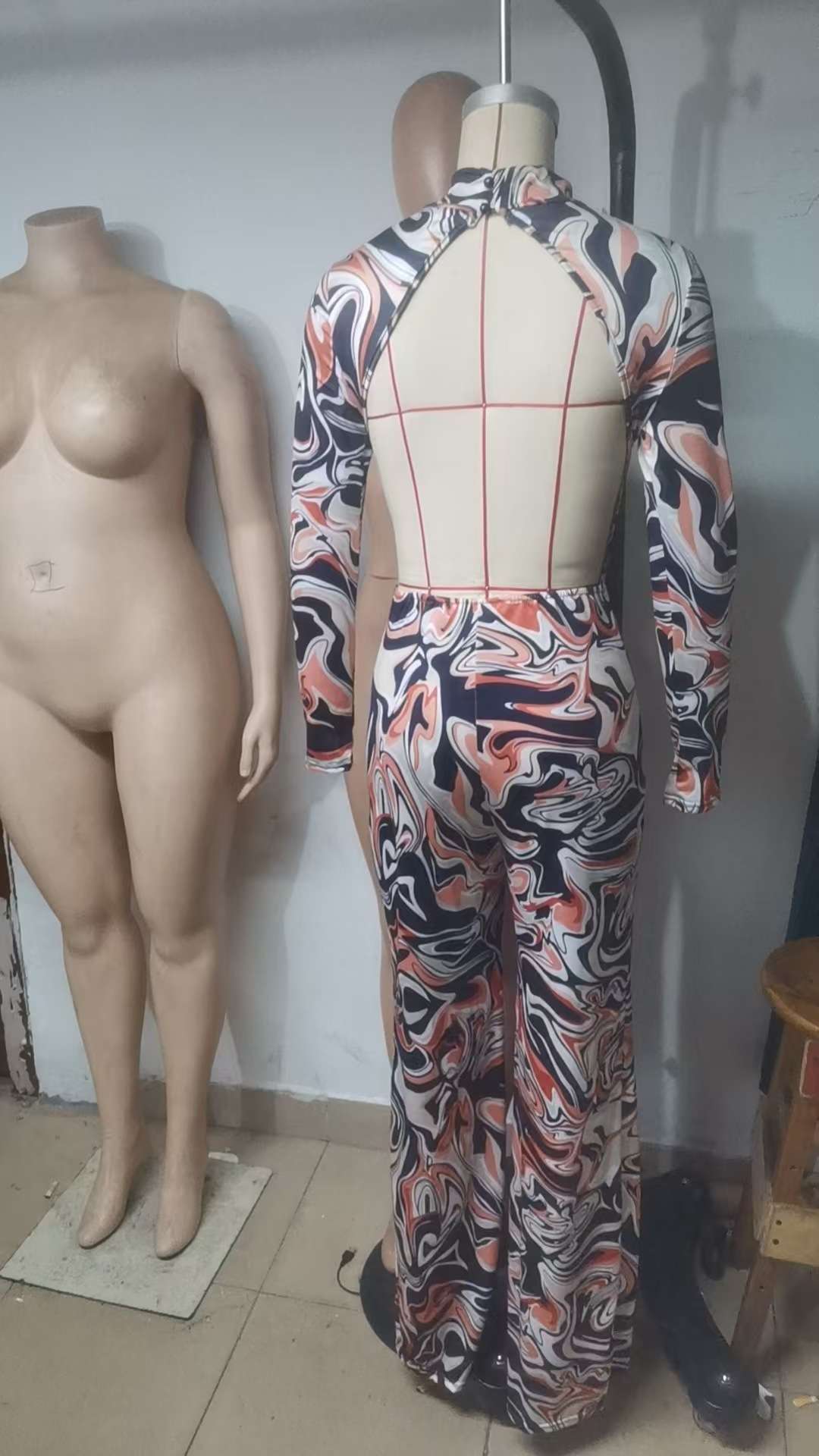 Marble Print Long Sleeve Jumpsuit image 4
