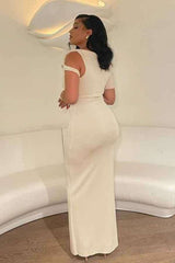 Sexy Solid Color Asymmetric Sleeveless Maxi Dress image 1