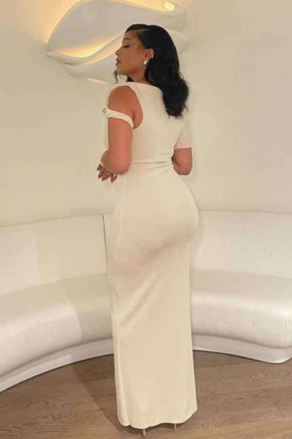 Sexy Solid Color Asymmetric Sleeveless Maxi Dress image 1