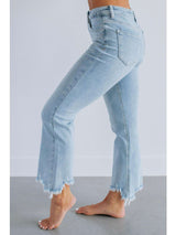 High-Waisted Frayed Hem Jeans image 5
