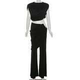Draped Cropped Top & Wide-Leg Pants image 7