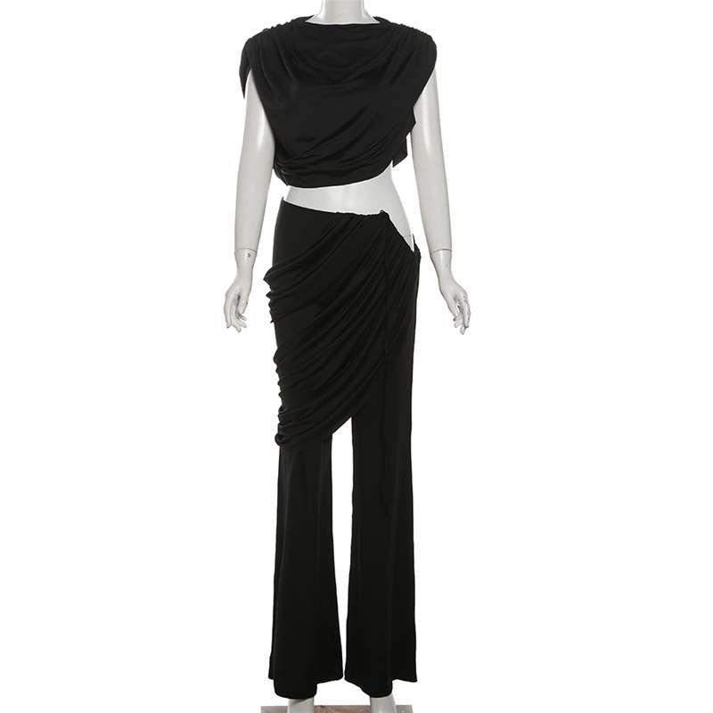 Draped Cropped Top & Wide-Leg Pants image 7