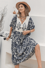 Print Batwing Sleeve Dress image 0