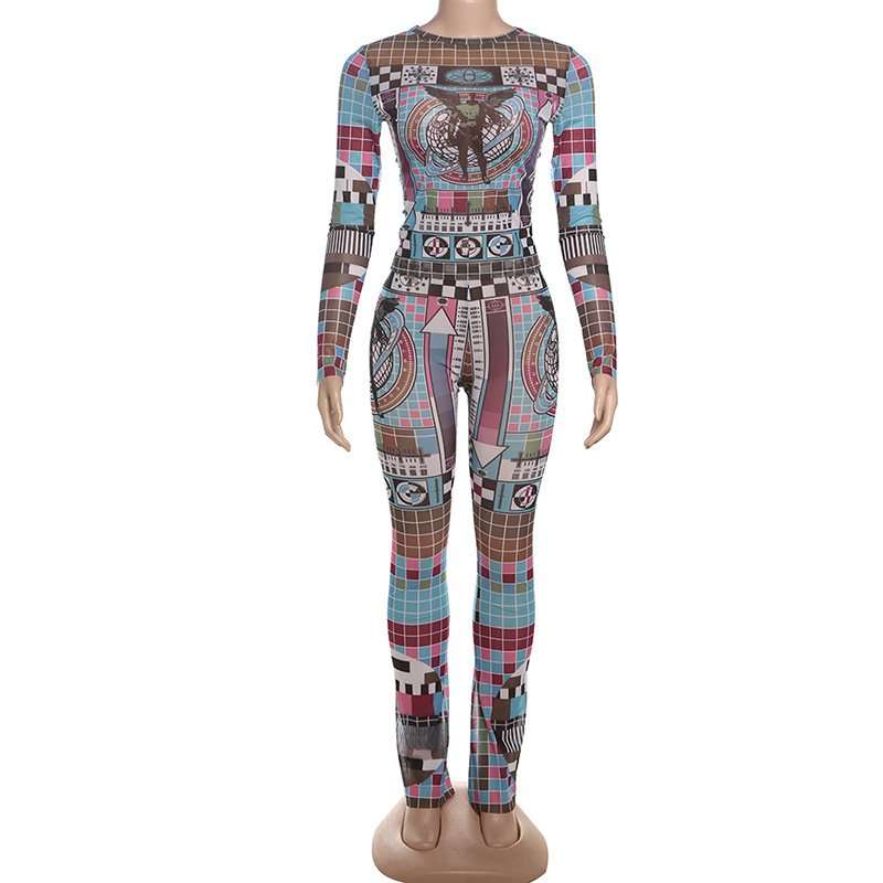 Geometric Print Crop Top High Waist Pant image 4