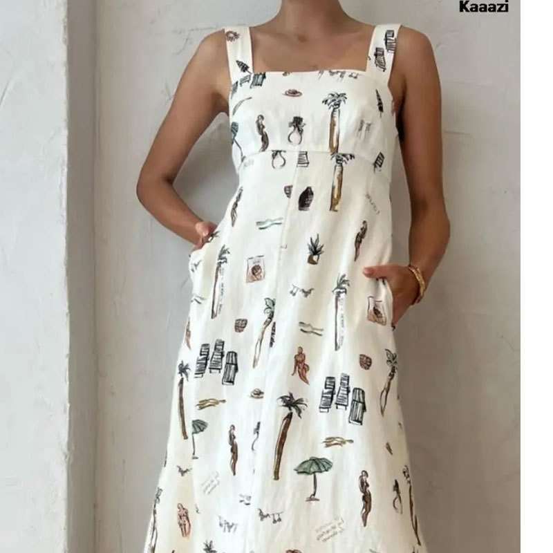 Cute Print Sleevless Maxi Dress image 1