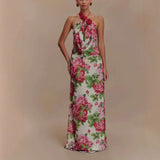 Rose-Print Halter Maxi Dress image 1