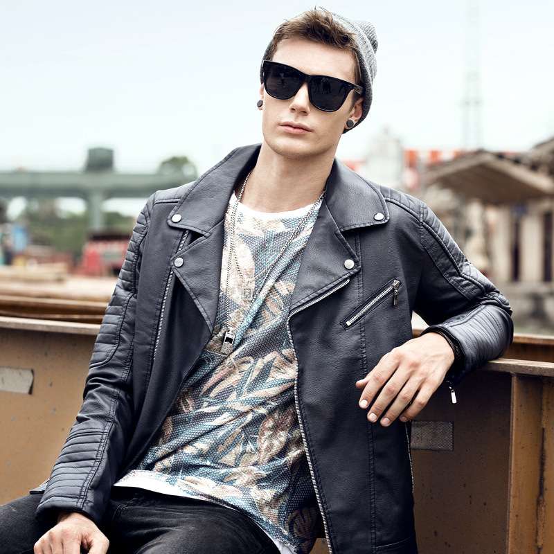 Oblique Zipper Motorcycle Streetwear Jacket image 4