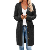 Cozy Cable Knit Long Cardigan - L, Black image