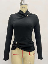 Long Sleeve Top with Decorative Buttons image 2