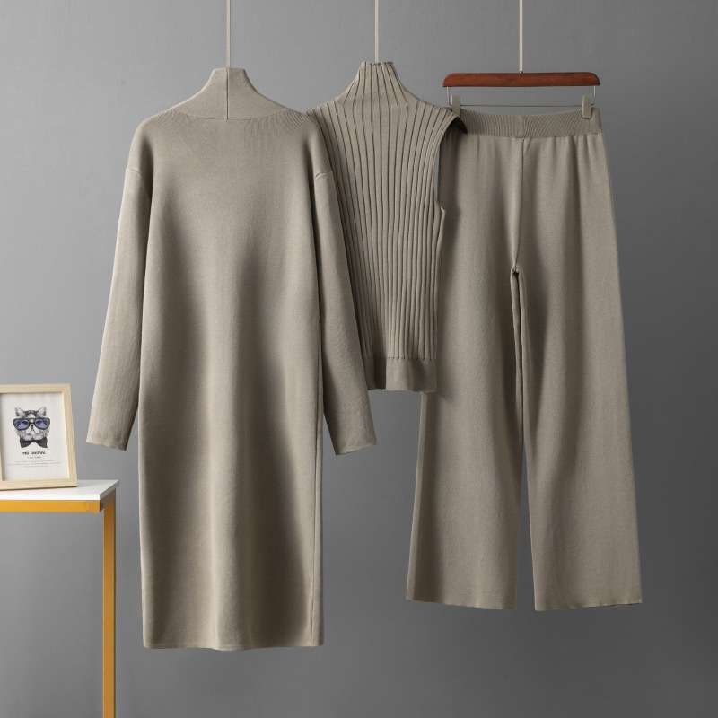 Vibrant 3-Piece Knit Set - Free Size, Beige image