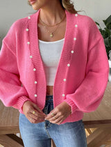 Pink Button-Accented Knit Cardigan image 3