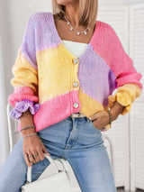 Colorful Block Stripe Knit Cardigan image 0