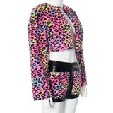 Printed cropped jacket hugging short set image 3