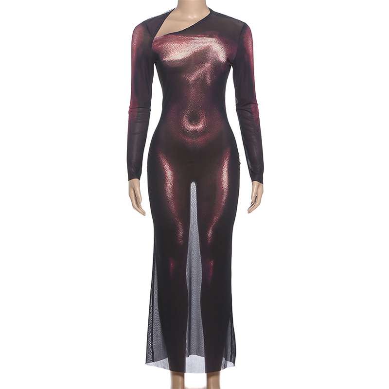 Metallic Long-Sleeve Bodycon Dress image 2