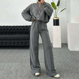 Stylish Two-Piece Tracksuit Set - L, Wild Dove Grey image
